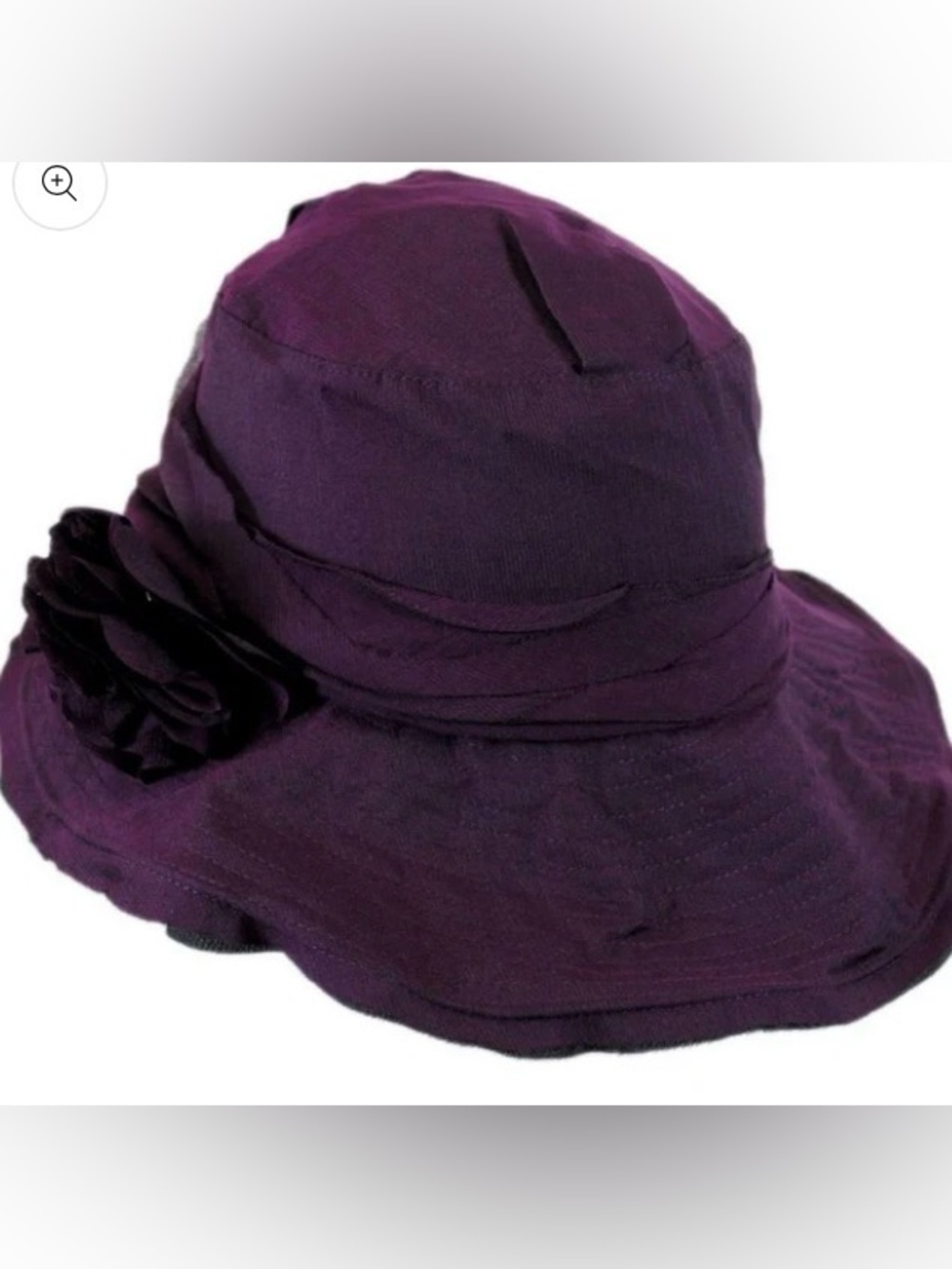 Elegant Purple Wide Brim Sun Hat with Floral Accent